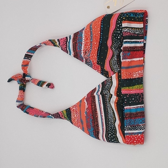 Anne Cole Marilyn Halter Neck Top and Shirred Band Hipster Sand Stripe‎ XS - Picture 4 of 16